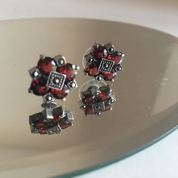 Garnet hemalyka 925 sterling silver earrings⭐️ - Picture 4 of 15